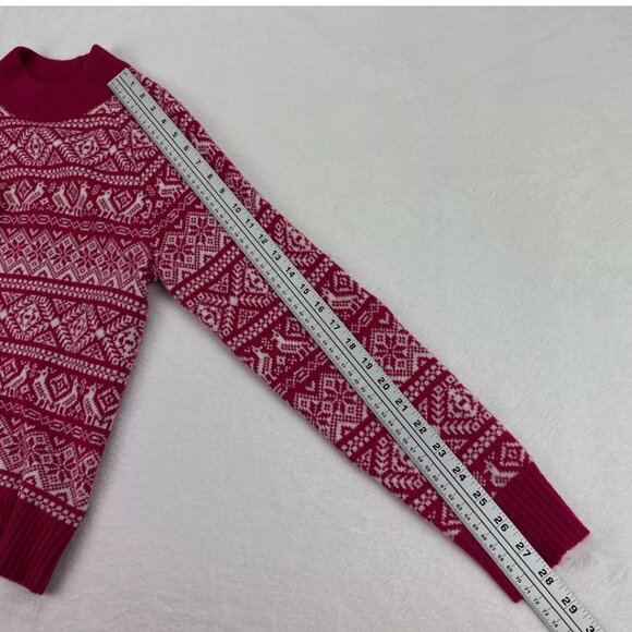 J.Crew Pink Fair Isle Sweater Mockneck Lambswool Blend Holiday Winter Christmas - Picture 13 of 13